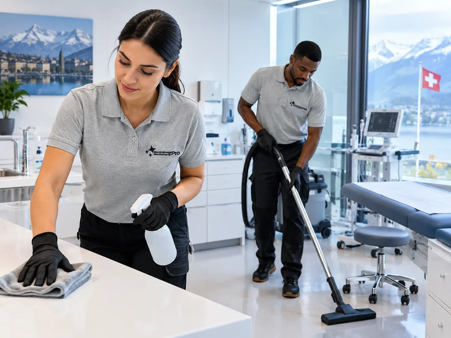 MonMénagePro cleaning staff in a health centre